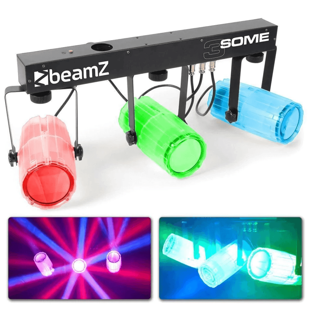 Afbeelding van 2x statief met 3-Some Lichtset 3x 57 RGBW LED's met DMX - Transparant